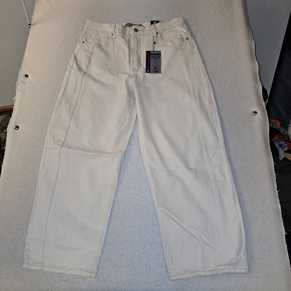 Gloria Vanderbilt Swan Series High Rise Barrel Leg Jeans Natural Beige 12 Avg